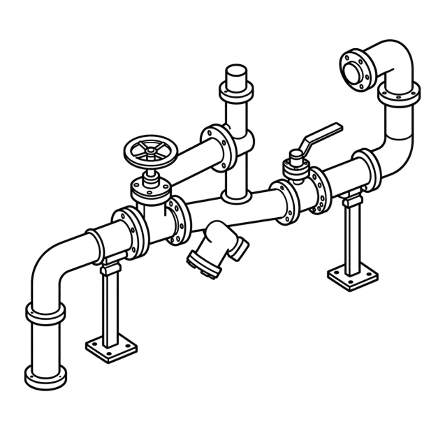 Piping and accessories illustration