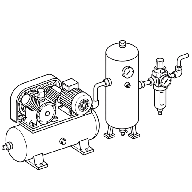 Compressed air and instrument air system illustration