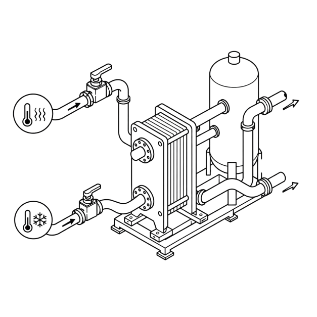 Hot and chilled water system illustration