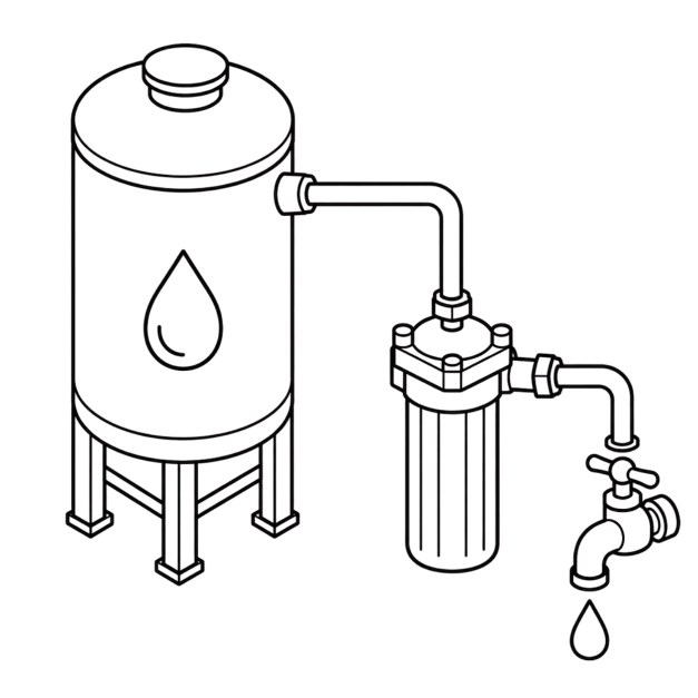 Raw water and potable water system illustration